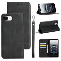 適用 iPhone 16E ケース 手帳型 手帳型ケース 適用 いPhone 16e スマホケース カバー 手帳型 PUレザー カード収納 財布型 耐衝撃 ケース マグネット スタンド機能付き 5色(適用 iPhone16E ケース手帳型) (ブラック)