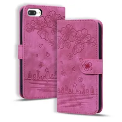 Torske iPhone 8 Plus ケース 手帳型 さくら柄 iPhone8plus・7plus iPhone6splus・6plus 用カバー アイフォン7 プラス ケース 油絵デザイン ヴィンテージカラー 快適な質感 財布型 iPhone 6s Pl