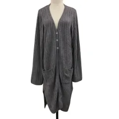 アフタヌーンティー Afternoon Tea WARDROBE カーディガン ニット Vネック ロング 無地 長袖 M-L グレー