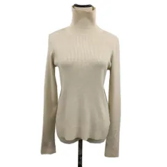 ディスコート Discoat セーター ニット プルオーバー タートルネック リブ 無地 長袖 F ベージュ