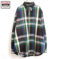 90s vintage RALPH LAUREN チェック柄 BIG SHIRT ボタンダウン 長袖シャツ メンズ 表記XXLサイズ