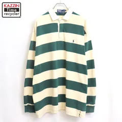 90s vintage RALPH LAUREN ボーダー柄 ラガーシャツ メンズ 表記XLサイズ