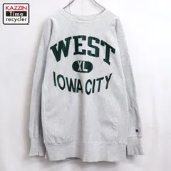 90s USA製 vintage Champion 3段プリント カレッジ IOWA リバースウィーブスウェット メンズ 表記XLサイズ