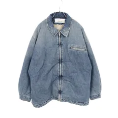 イーアールエル ERL デニムジャケット DISTRESSED DENIM SHERPA COAT ボア 中綿 ブルー その他 ボア デニム ジャケット メンズ 未使用