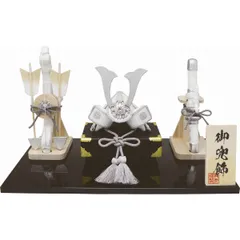 端午の節句飾り 雅 白銀兜飾りセット コンパクト マンションサイズ 手作りちりめん細工 子供の日 五月人形