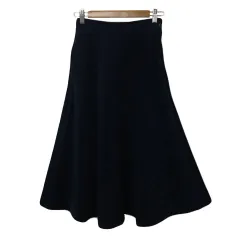 グローバルワーク GLOBAL WORK スカート フレア ロング コーデュロイ ウエストゴム 無地 S 紺 ネイビー