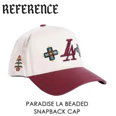 【本国現地価格】REFERENCE  PARADISE LA BEADED SNAPBACK CAP  【スナップバックキャップ】【ツバヴィーガンレザー】【クリーム×バーガンディー】