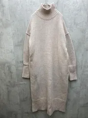 ADAM ET ROPE' アダムエロペ WEB限定 ウール アルパカ混 厚手 タートルネック ロングリブ ニット ワンピース sizeF/ベージュ ◆■◎レディース