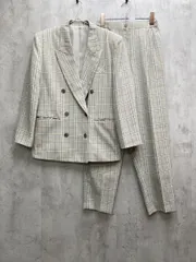 SCHWARZWALD シュヴァルツヴァルト ホップサック チェック セットアップ ジャケット パンツ スーツ 日本製 size11AR69/グリーン ◇■◎レディース