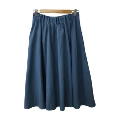 レイカズン Ray cassin スカート フレア 膝下 ウエストゴム 無地 F 青 ブルー
