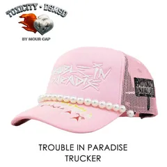 Los Angeles新鋭ブランド TOXICITY コラボ   TROUBLE IN PARADISE パールトラッカーキャップ 【ピンク】