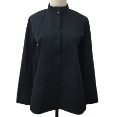 ユニクロ UNIQLO +J シャツ ブラウス スタンドカラー タック 無地 長袖 Ｓ 黒 ブラック