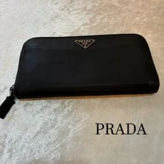 <<『ひなた様』専用>>プラダ　PRADA　三角ロゴプレート　ナイロンブラックレザー　ラウンドファスナー長財布