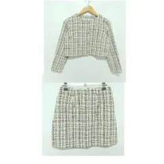ゴールド ツイード ジャケット & スカート セットアップ XS_M2044