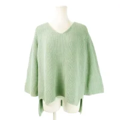アーバンリサーチ URBAN RESEARCH ニット セーター Vネック 七分袖 フレアスリーブ ゆったり F 緑 グリーン /AH7