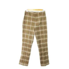 フリークスストア FREAKS STORE パンツ スラックス テーパード サイドスリット チェック 総柄 S 茶 ブラウン /AH7