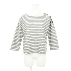 ロペピクニック ROPE Picnic カットソー ラウンドネック 七分袖 マットボタン ワンポイント ボーダー 38 グレー /AH12