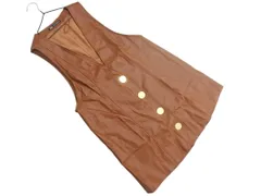 ZARA ザラ フェイクレザー Vネック ロング ベスト sizeS/茶 ◇■ レディース