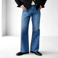 メンズ サンド ブラッシュ スリム フレア ブーツカット デニム 2COLOR