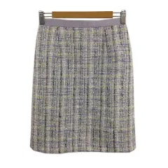 ジャスグリッティー JUSGLITTY スカート タイト ひざ丈 ツイード調 マルチカラー 総柄 1 紫 ベージュ パープル