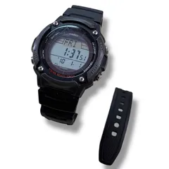 [60]251129-9203-1748 IR300【稼働品】CASIO カシオ W-S200H WATER RESIST10BAR デジタル ブラック 黒 メンズ 腕時計 ベルト破損