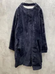 PUAL CE CIN ピュアルセシン ウール100% ノーカラー ロング ボア コート 黒 ◆■レディース