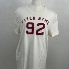 Abercrombie & Fitch 半袖Tシャツ ホワイト 92 刺繍ロゴ USA製 綿100　20250827-0019