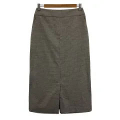 グローバルワーク GLOBAL WORK スカート タイト ロング ウエストゴム チェック M 茶 黒 ブラウン ブラック