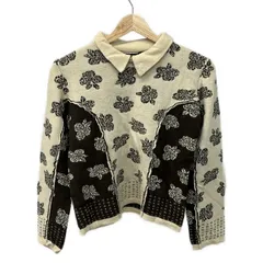 tricot COMMEdesGARCONS(トリココムデギャルソン) 長袖セーター レディース美品  - ベージュ×ダークブラウン レギュラーカラー/バラ柄