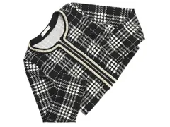 CECIL McBEE セシルマクビー チェック ジップアップ ノーカラー ジャケット sizeM/黒 ◇■ レディース