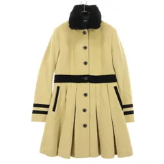 美品 LOVELESS ラブレス ファー襟 プリーツ ウールコート 38 ベージュ レディース 古着