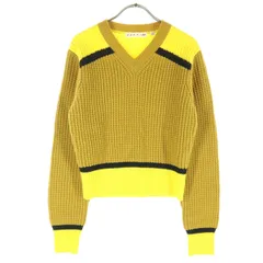 美品 UNIQLO MARNI ユニクロマルニ 長袖 Vネック ニット M イエロー系 レディース 古着