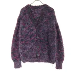 美品 JEANASiS ジーナシス 長袖 シャギー ニットカーディガン F パープル系 レディース 古着