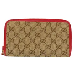 【中古】GUCCI グッチ ジップアラウンドウォレット 型:363423 GGキャンバス×赤 茶 キャンバス GG レザートリム 長財布 財布 茶 ベージュ 赤 レッド A2600532【無料ギフトラッピング承ります】