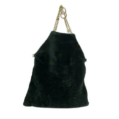 ADORE(アドーア) トートバッグ - ダークグリーン×白 チェーンショルダー ファー