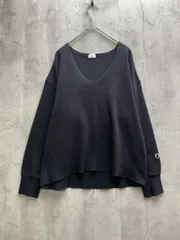 Champion チャンピオン Vネック カットオフ 長袖 ニット sizeM/ブラック ◇■レディース