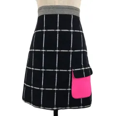 エムエスジーエム MSGM スカート 台形 ミニ チェック 40 紺 白 ネイビー ホワイト