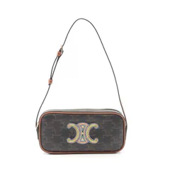 セリーヌ CELINE ショルダーバッグ トリオンフ ダークブラウン/ブラウン PVCコーティングキャンバス レザー トリオンフ ミニ カメラバッグ レディース Used A