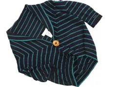 DIESEL ディーゼル ウール100% ボーダー ショート丈 カーディガン sizeM/紺ｘ緑 ◇■ レディース