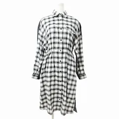カルバンクラインジーンズ Calvin Klein Jeans フランネルシャツ ワンピース 膝丈 長袖 チェック柄 XS 黒 白 0717 IBO70