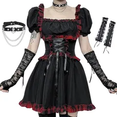 [QOOLYㅤ] ゴスロリ ロリータ ワンピース ゴシック 黒 Sサイズブラック--526743 B0F3CX1MN3