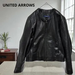 UNITED ARROWS Rhythm of Life ユナイテッドアローズ 羊革 ノーカラー レザージャケット ブラック レディース サイズ表記なし 実寸レディースS相当