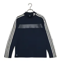 中古 メンズ アディダスゴルフ adidas GOLF 長袖シャツ L 紺 ネイビー モックネック ストレッチ スリーストライプス