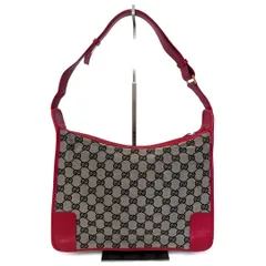 GUCCI グッチ ショルダーバッグ GGキャンバス レザー スクエア型 ネイビー ベージュ レッド 001・4205