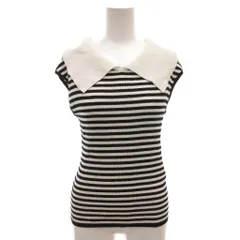 イエナ IENA リブニットカットソー ボーダー ノースリーブ 白 ホワイト 黒 ブラック /FF ■YHS4