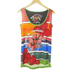 デシグアル Desigual 総柄 ノースリーブ カットソー タンクトップ ボーダー S マルチカラー 0919 ■YHS4