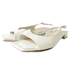 ダイアナ DIANA 美品 オープントゥ レザー サンダル ローヒール バックストラップ 24cm 白 ホワイト 1017 IBO82