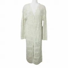 マリンフランセーズ LA MARINE FRANCAISE ロングカーディガン ニット 長袖 透かし編み ウール混 Vネック アイボリー X