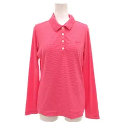 ナイキゴルフ NIKE GOLF ポロシャツ ゴルフウエア ボーダー ロゴ刺繍 長袖 XS ピンク /FF ■YHS1