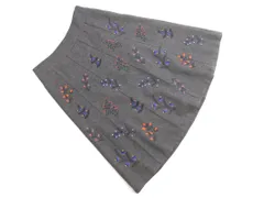 LAURA ASHLEY ローラ アシュレイ ウール混 刺繍 フレア スカート size9/グレー ◇■ レディース